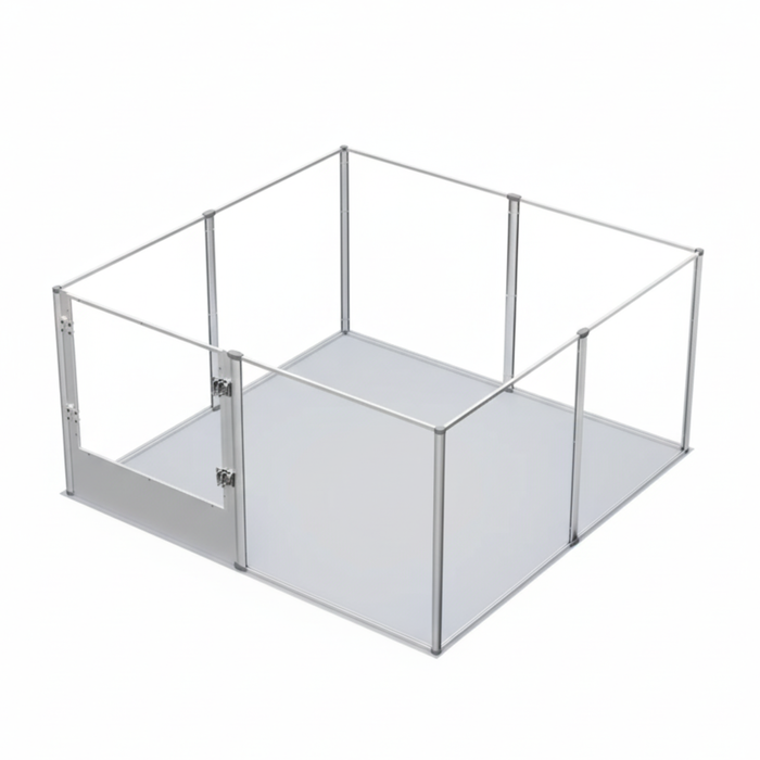 P&P Silver Acrylic Pet Fence Playpen with Eight Panels and Door Mat for Indoor Training