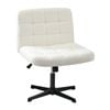 Oikiture  Armless Office Desk Chair Boucle White