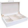 LVD Lacquer Long Jewellery Storage Box Organiser 30x18cm - White