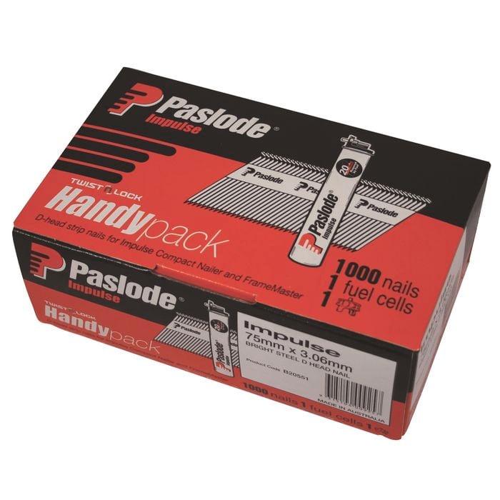 Paslode 75 x 3.06mm Bright D Head Impluse Nail - 1000 Pack