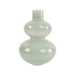 Urban Jasyln 18cm Frosted Double Ring Glass Flower Vase - Sage