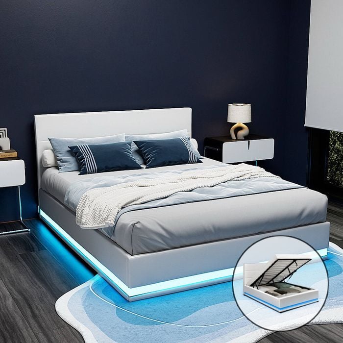 Artiss rgb led bed frame queen discount