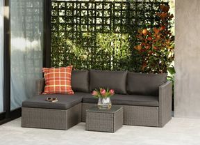 <p>L shaped couch in shot</p>