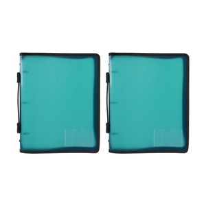 2x Marbig A4 File Zipper 3 O-ring Binder W/ Handle 25mm Document Organiser Green