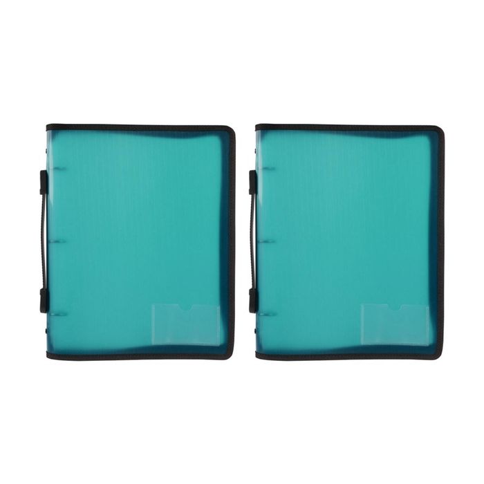2x Marbig A4 File Zipper 3 O-ring Binder W/ Handle 25mm Document Organiser Green