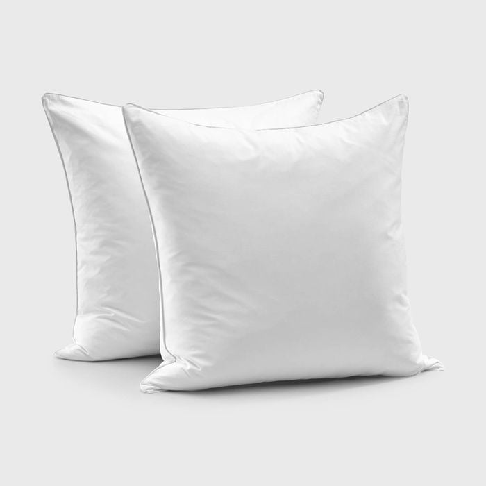 Dreamaker 400TC Premium Cotton Sateen Piped European Pillowcase White Twin Pack