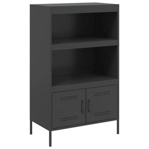 vidaXL Highboard Storage Cabinet Tall Cupboard Buffet Living Room Black Steel