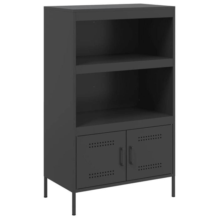 vidaXL Highboard Storage Cabinet Tall Cupboard Buffet Living Room Black Steel