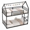 Advwin Metal House Bunk Bed Single Over Single with Ladder, Black