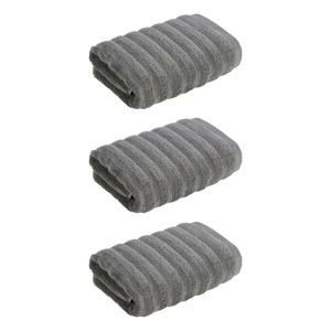 3x Christy Kensington Bathroom King Hand Towel Cotton 90x50 Cm Charcoal