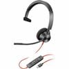 Poly Blackwire 3310 Wired On-ear Mono Headset - Black - Microsoft Teams Certification - Monaural - Ear-cup