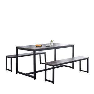 3-Piece Grey Marble Look Dining Set