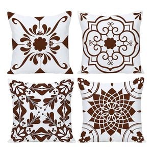 Catzon 4 Pcs Modern Throw Pillow Covers Geometric Flower Pattern for Couch
