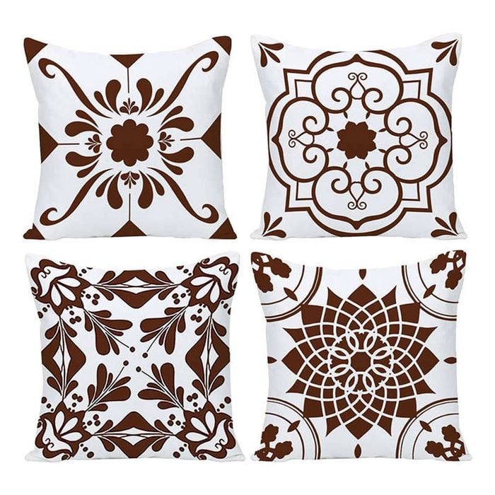 Catzon 4 Pcs Modern Throw Pillow Covers Geometric Flower Pattern for Couch