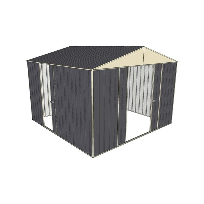 Build-a-Shed 3.0 x 3.0 x 2.3m Triple Sliding Door Shed - Grey