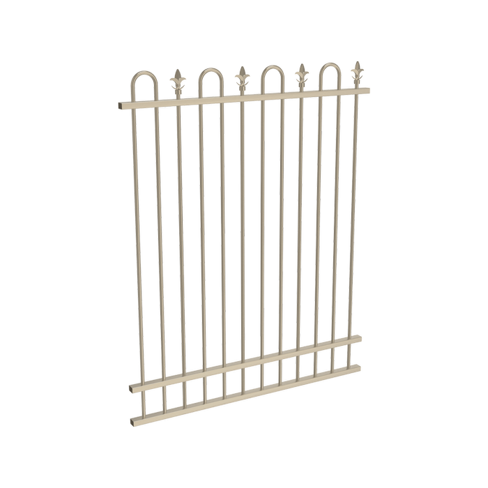 ProtectorAl 350 - 1200 x 1500mm Paperbark Aluminium Loop And Spear Pool Fence Panel With Mid Rail