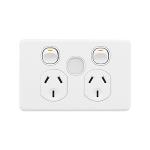 DETA X6 White Double Power Point With Dimmable Night Light Module