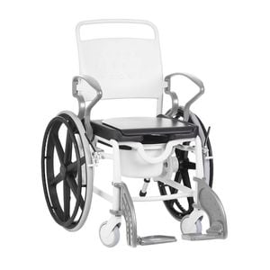 Self-Propelled Shower Commode Wheelchair - Hospital Grade, Red, 130kg Capacity - Grey