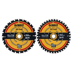 DeWALT ELITE 184mm Circular Saw Blades - 2PK (24T/40T)