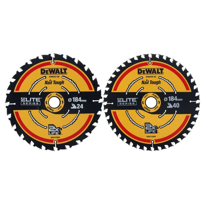 DeWALT ELITE 184mm Circular Saw Blades - 2PK (24T/40T)