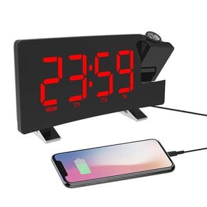 Catzon Projection Alarm Clocks With Fm Radio & 4 Level Brightness-red