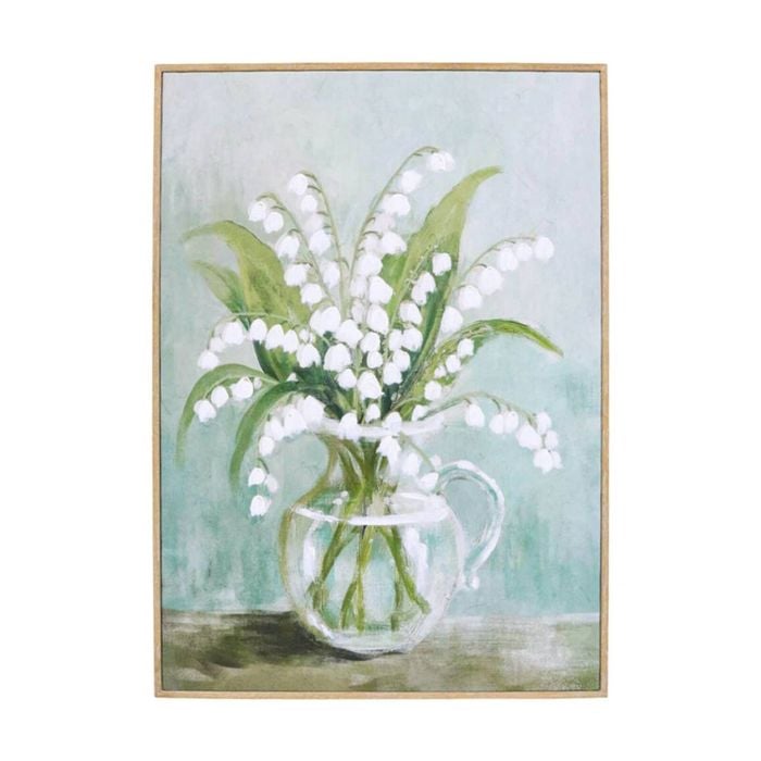 Lvd Natural Wood Framed Canvas Jug Of Flowers Print Wall Hanging Decor 50x70cm