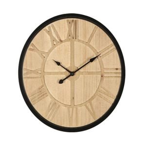 P&P Metal 40cm Wall Clock with Natural Timber Face