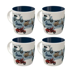 4x Nostalgic-art Ceramic Coffee Mug Retro Vespa Model Chart Design 330ml
