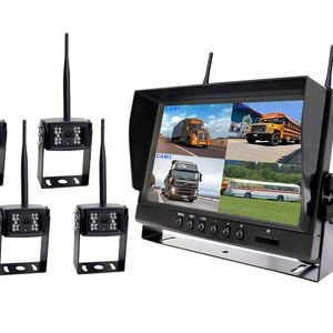 Elinz Digital Wireless 9" Quad Splitscreen Monitor 4CH DVR 4x Reversing CMOS 800TVL Camera 12V 24V 2.4GHz - 4 Camera Package