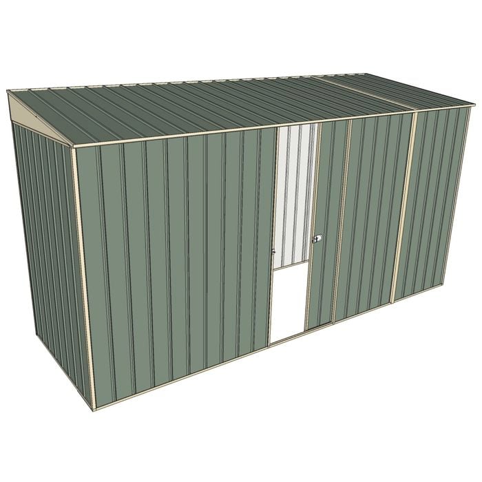 Build-A-Shed 1.2 x 3.7 x 2.0m Skillion Single Sliding Side Door Shed - Green