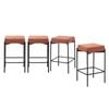 Oikiture 4x Bar Stools Kitchen Counter Stool Metal Orange