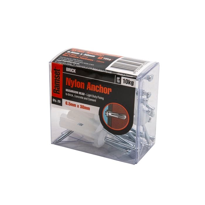Ramset 6.5 x 38mm Nylon Anchor - 25 Pack