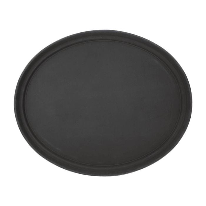 Olympia Kristallon Oval Anti-slip Tray Polypropylene Black 685x560mm Commercial Service Tray