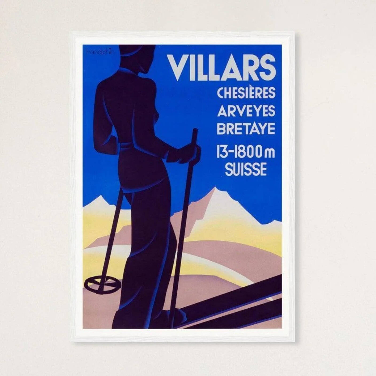 Galrie Vintage Skiing in Villars Switzerland Art Deco Poster for Home ...