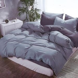 Fabric Fantastic 1000tc Reversible Queen Size Grey Quilt/duvet Cover Set