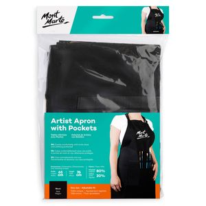 Mont Marte 65 x 76cm Black Artist Apron with Pockets