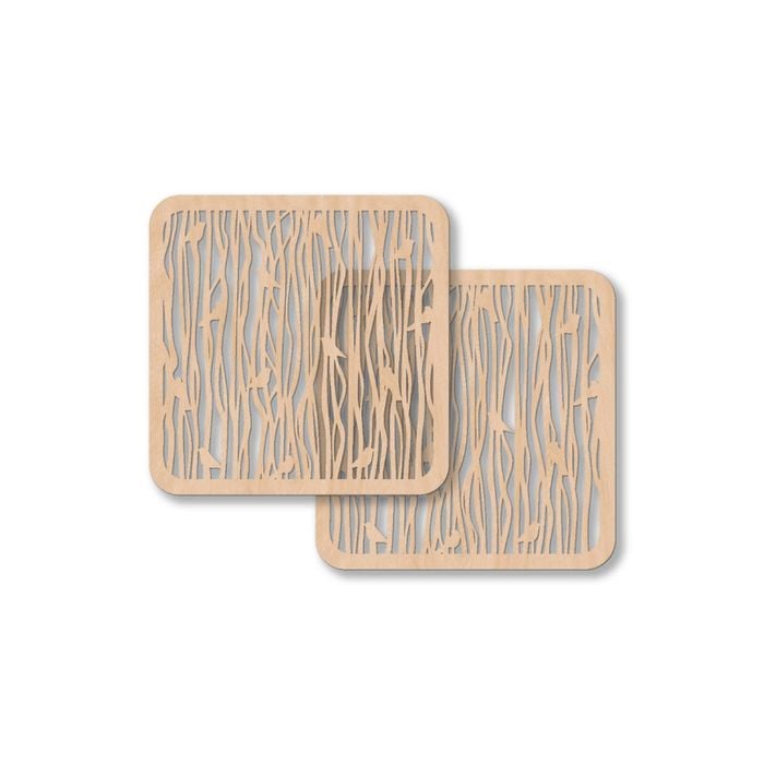 2pc Nord Deco Wooden Coasters Kitchen Decor 10x10cm - Small Birds