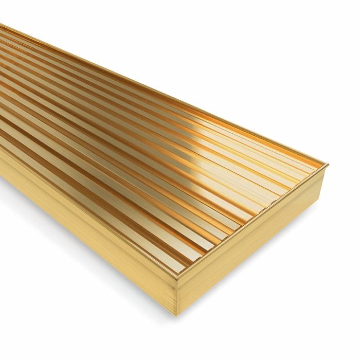 Forme 1200 × 100mm Brushed Gold PVD Stainless Steel Mesh Floor Waste
