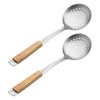 2x Ecology Acacia 37cm Wood Stainless Steel Skimmer Kitchen Cooking Utensil SL