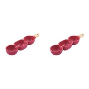 2PK Ladelle Alto Serve & Share Burgundy 3 Part Stick Serving Platter w/ Handle
