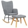vidaXL Rocking Chair with a Stool Light Grey Fabric Armchair Seating Rocker
