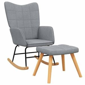 vidaXL Rocking Chair with a Stool Light Grey Fabric Armchair Seating Rocker