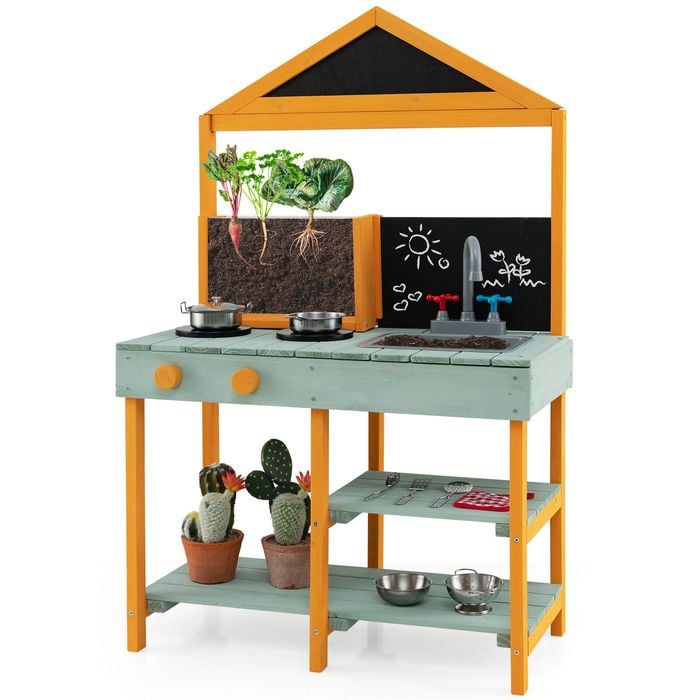 Costway Kids Pretend Playset Outdoor Kitchen Toy
