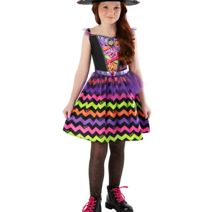 Rainbow Girls Barbie Witch Halloween Costume - 6-8