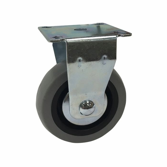 Easyroll 75mm 55kg Load Grey Rubber Fixed Plate Castor