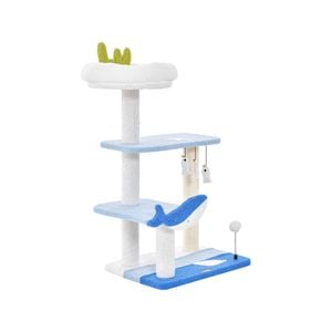 Costway 86cm Cat Tree Scratching Posts Tower W/toys Cat Activity Center Blue