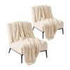 SOGA 2 Pack Cream Flannel Polyester Throw Blanket 200x230cm