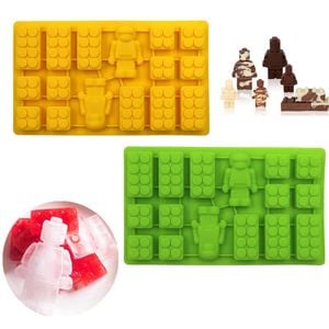 Catzon 2 Pcs Minifigure Bricks Ice Trays for Melted Chocolate & Crayons-A