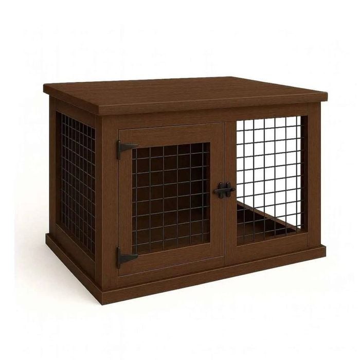 Paws and Willow Single Espresso with Espresso Top Wooden Dog Crate Hinged Door with Mesh