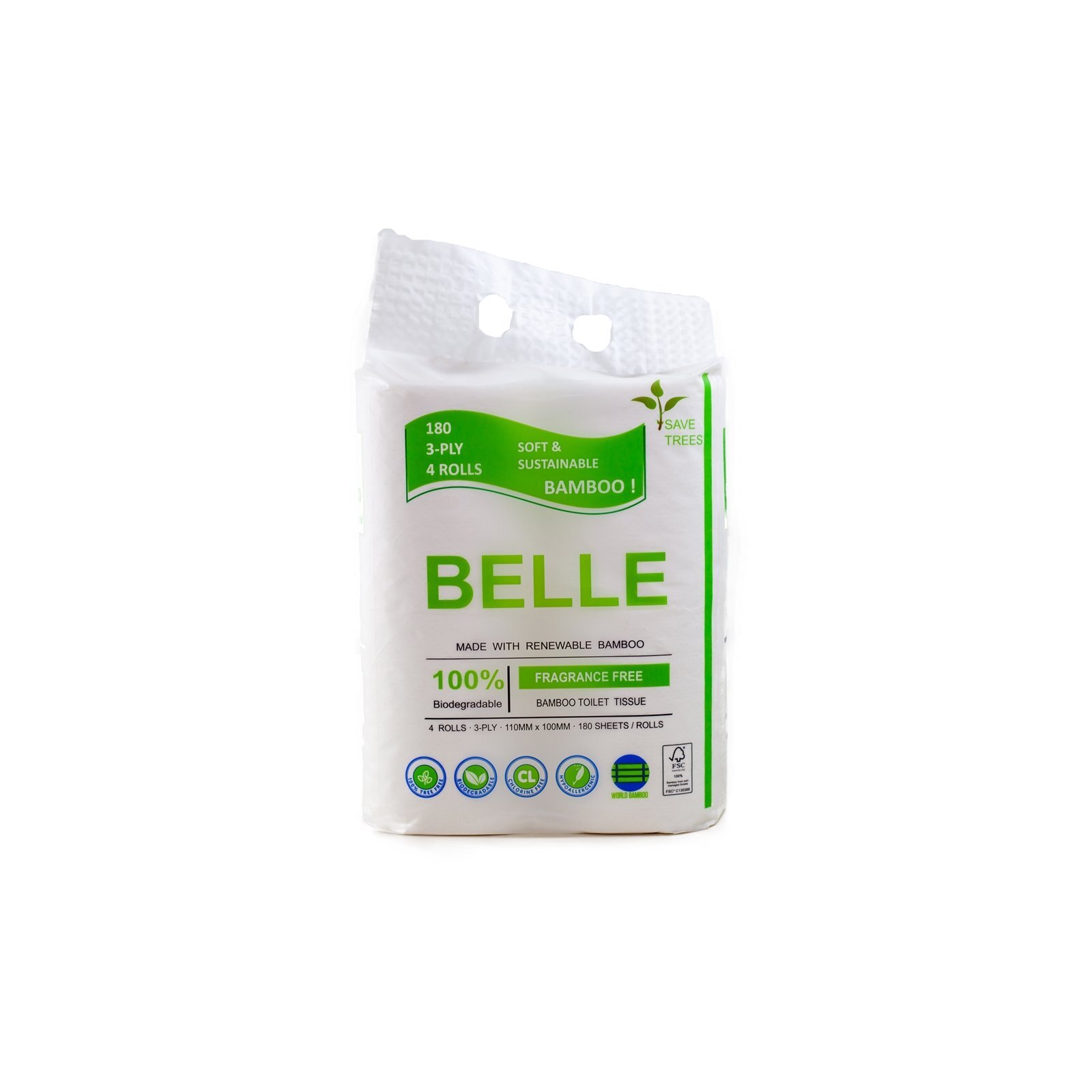 Belle Bamboo Toilet Paper 4 Rolls 180 sheets product image